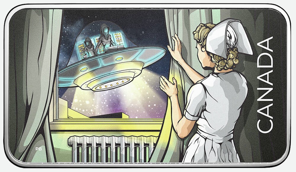 UFO encounter at Duncan hospital depicted on Canadian coin